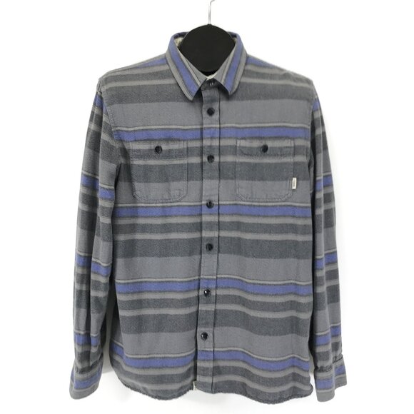 Vans Off The Wall Long Sleeve Shirt Men's Medium Striped 100% Cotton Button Up - Picture 1 of 12